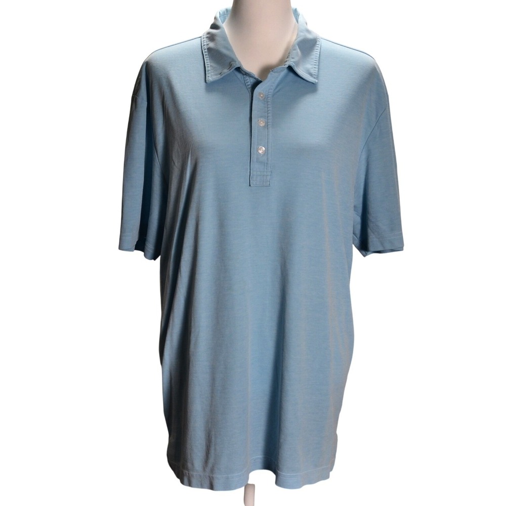 TravisMathew Polo Shirt Mens XL Blue Good Short Sleeve Pima Cotton Blend Golf